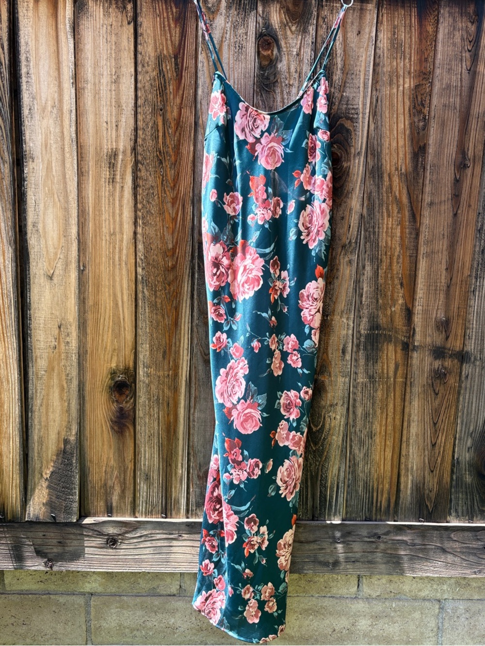 Free People Pink and Green Floral Slip Dress